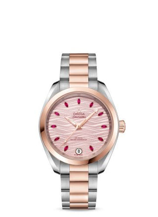 Omega - 220.20.34.20.60.001  Seamaster Aqua Terra 150M Master Chronometer 34 Stainless Steel / Sedna Gold / Pink - Ruby / Bracelet