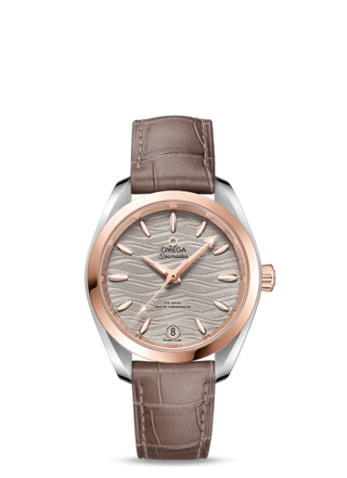 Omega - 220.23.34.20.06.001  Seamaster Aqua Terra 150M Master Chronometer 34 Stainless Steel / Sedna Gold / Grey-Waves / Alligator