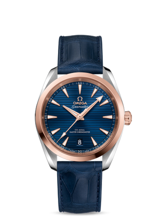 Omega - 220.23.38.20.03.001  Seamaster Aqua Terra 150M Master Chronometer 38 Stainless Steel / Sedna Gold / Blue / Alligator