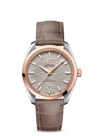 Omega - 220.23.38.20.06.001  Seamaster Aqua Terra 150M Master Chronometer 34 Stainless Steel / Sedna Gold / Grey-Waves / Alligator