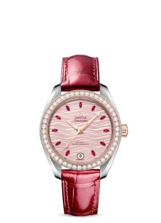 Omega - 220.28.34.20.60.001  Seamaster Aqua Terra 150M Master Chronometer 34 Stainless Steel / Sedna Gold / Diamond / Pink - Ruby / Alligator