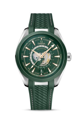 Omega - 220.32.43.22.10.001  Seamaster Aqua Terra 150M Master Chronometer 43 Worldtimer Stainless Steel - Ceramic / Green / Rubber