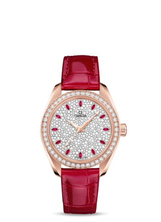 Omega - 220.58.34.20.99.001  Seamaster Aqua Terra 150M Master Chronometer 34 Sedna Gold / Diamond / Snow Ruby / Alligator