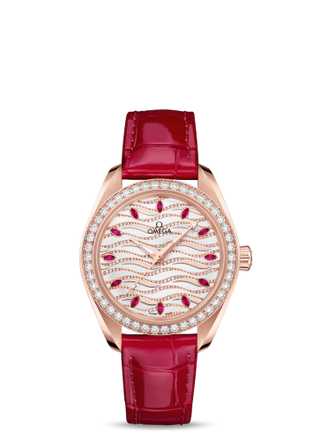 Omega - 220.58.34.20.99.004  Seamaster Aqua Terra 150M Master Chronometer 34 Sedna Gold / Diamond / Wave Ruby / Alligator