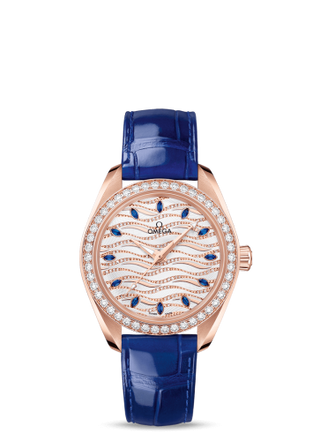 Omega - 220.58.34.20.99.005  Seamaster Aqua Terra 150M Master Chronometer 34 Sedna Gold / Diamond / Wave Sapphire / Alligator