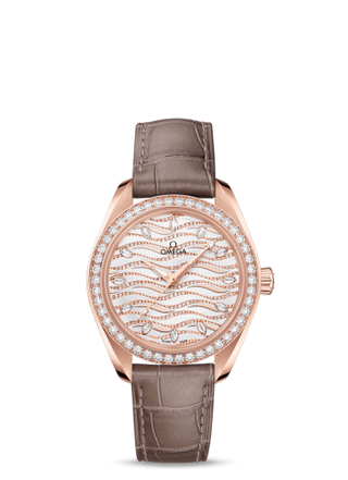 Omega - 220.58.34.20.99.006  Seamaster Aqua Terra 150M Master Chronometer 34 Sedna Gold / Diamond / Wave Diamond / Alligator