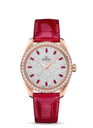 Omega - 220.58.38.20.99.001  Seamaster Aqua Terra 150M Master Chronometer 38 Sedna Gold / Diamond / Snow Ruby / Alligator