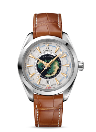 Omega - 220.93.43.22.99.001  Seamaster Aqua Terra 150M Master Chronometer 43 Worldtimer Platinum / Enamel / Alligator