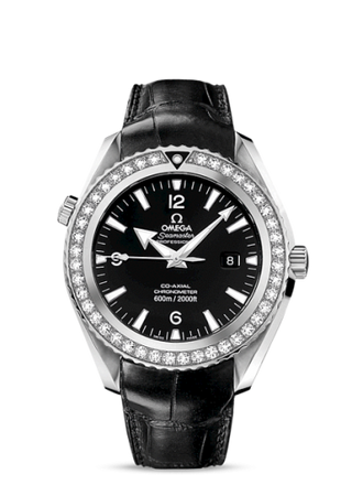 Omega - 222.18.46.20.01.001  Seamaster Planet Ocean 600M Co-Axial 45.5 Stainless Steel / Diamond / Black / Alligator