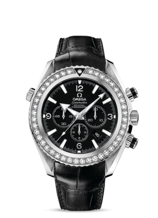 Omega - 222.18.46.50.01.001  Seamaster Planet Ocean 600M Co-Axial 45.5 Chronograph Stainless Steel / Diamond / Black / Alligator