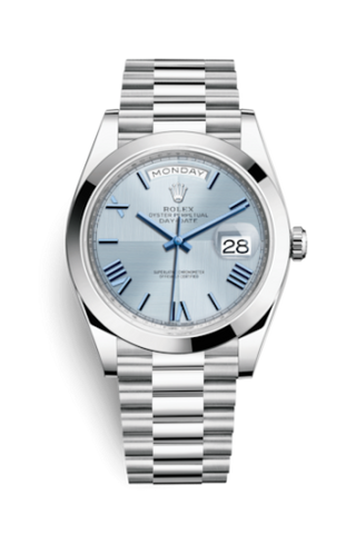 Rolex - 228206-0001  Day-Date 40 Platinum / Ice Blue Quadrant Motif