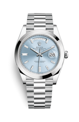 Rolex - 228206-0002  Day-Date 40 Platinum / Ice Blue Diagonal Diamond