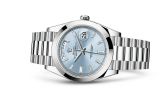 Rolex - 228206-0002  Day-Date 40 Platinum / Ice Blue Diagonal Diamond