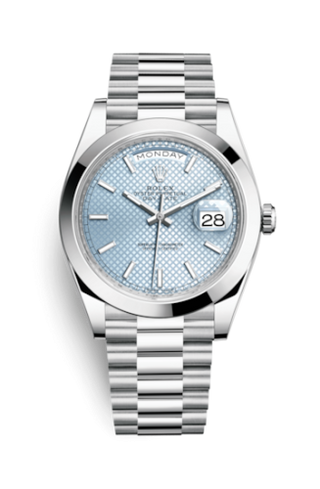 Rolex - 228206-0004  Day-Date 40 Platinum / Ice Blue Diagonal Motif