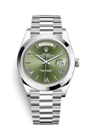 Rolex - 228206-0027  Day-Date 40 Platinum / Green - Roman