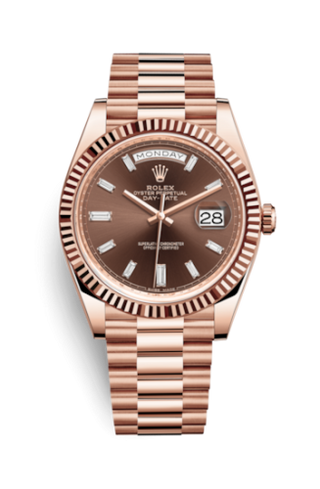 Rolex - 228235-0003  Day-Date 40 Everose / Chocolate - Baguette