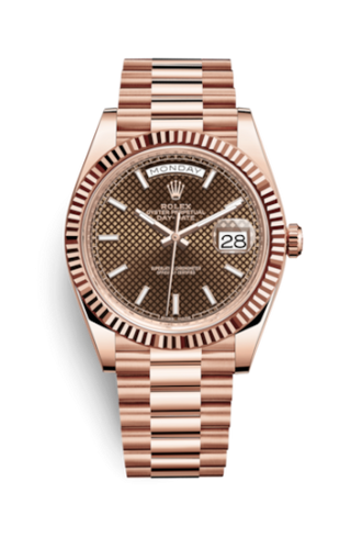 Rolex - 228235-0006  Day-Date 40 Everose / Chocolate Diagonal Motif