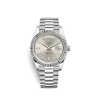 Rolex - 228236-0002  Day-Date 40 Platinum - Fluted / Silver - Baguette