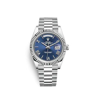 Rolex - 228236-0007  Day-Date 40 Platinum - Fluted / Blue - Roman