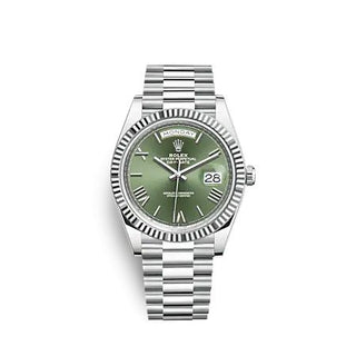 Rolex - 228236-0008  Day-Date 40 Platinum - Fluted / Green - Roman