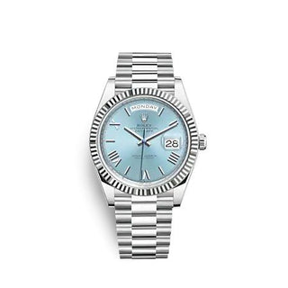 Rolex - 228236-0012  Day-Date 40 Platinum - Fluted / Ice Blue - Roman