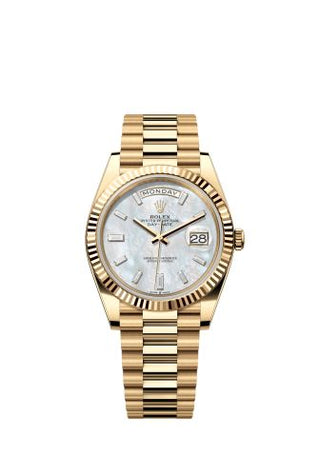 Rolex - 228238-0071  Day-Date 40 Yellow Gold - Fluted / MOP - Baguette