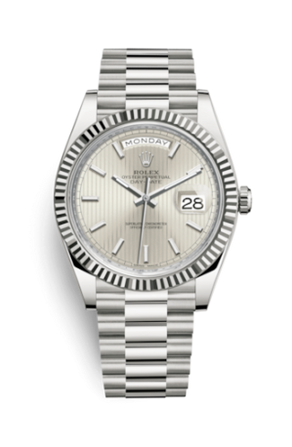 Rolex - 228239-0001  Day-Date 40 White Gold / Stripe Motif