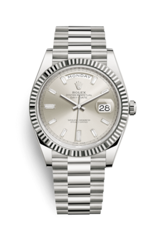 Rolex - 228239-0003  Day-Date 40 White Gold / Silver - Baguette