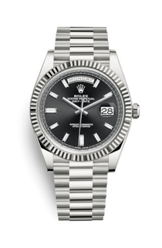 Rolex - 228239-0005  Day-Date 40 White Gold / Black - Baguette