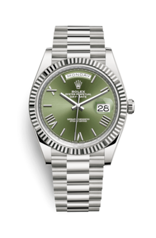 Rolex - 228239-0033  Day-Date 40 White Gold / Green - Roman