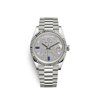 Rolex Day-Date 40 Platinum - Fluted / Ice Blue - Roman (228239-0049)