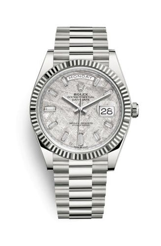 Rolex - 228239-0055  Day-Date 40 White Gold / Meteorite - Baquette