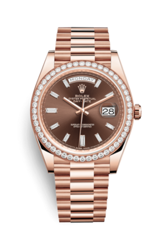 Rolex - 228345rbr-0006  Day-Date 40 Everose - Diamond / Chocolate - Baguette