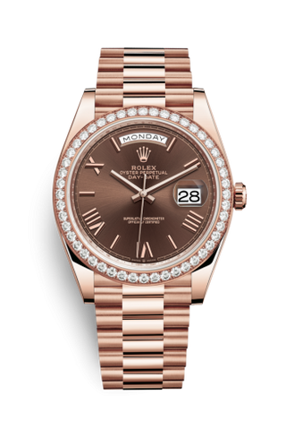 Rolex - 228345rbr-0009  Day-Date 40 Everose - Diamond / Chocolate - Roman