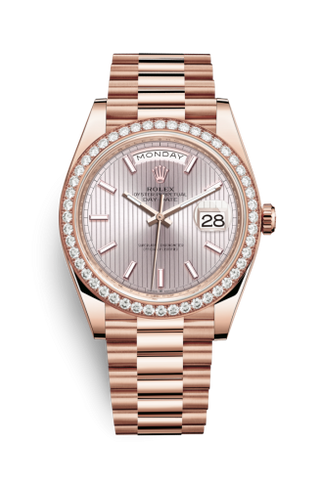 Rolex - 228345rbr-0010  Day-Date 40 Everose / Diamond / Sundust - Stripe Motif