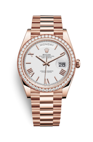 Rolex - 228345rbr-0012  Day-Date 40 Everose - Diamond / White - Roman