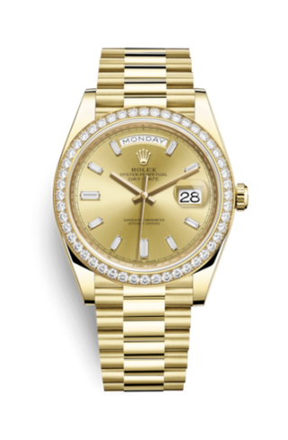 Rolex - 228348RBR-0002  Day-Date 40 Yellow Gold / Diamond / Champagne - Baguette