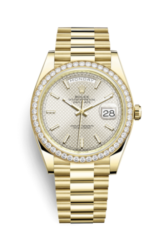 Rolex - 228348RBR-0005  Day-Date 40 Yellow Gold / Diamond  / Silver