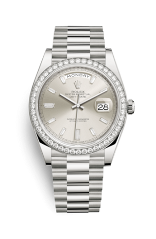 Rolex - 228349rbr-0001  Day-Date 40 White Gold - Diamond / Silver - Baguette