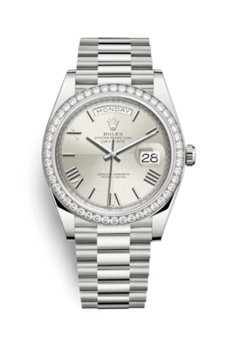 Rolex - 228349rbr-0004  Day-Date 40 White Gold -  Diamond / Silver Quadrant