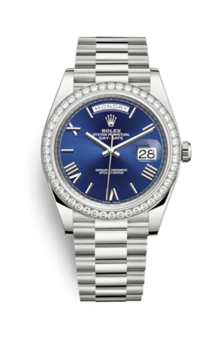 Rolex - 228349rbr-0005  Day-Date 40 White Gold - Diamond / Blue Roman