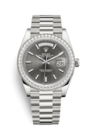 Rolex - 228349rbr-0008  Day-Date 40 White Gold - Diamond / Grey Tuxedo