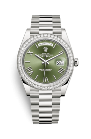 Rolex - 228349rbr-0030  Day-Date 40 White Gold - Diamond / Green Roman