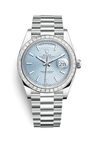 Rolex - 228396tbr-0001  Day-Date 40 Platinum - Baguette / Ice Blue Diagonal