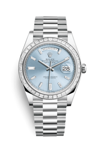 Rolex - 228396tbr-0002  Day-Date 40 Platinum - Baguette / Ice Blue - Baguette