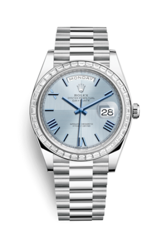 Rolex - 228396tbr-0004  Day-Date 40 Platinum - Baguette / Ice Blue Quadrant