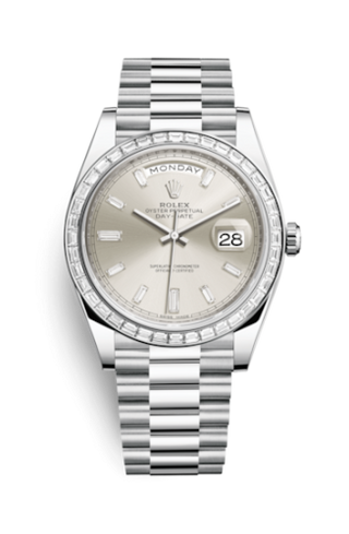 Rolex - 228396tbr-0011  Day-Date 40 Platinum - Baguette / Silver - Baguette