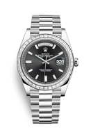 Rolex Day-Date 40 Platinum - Baguette / Grey Tuxedo (228396tbr-0012)