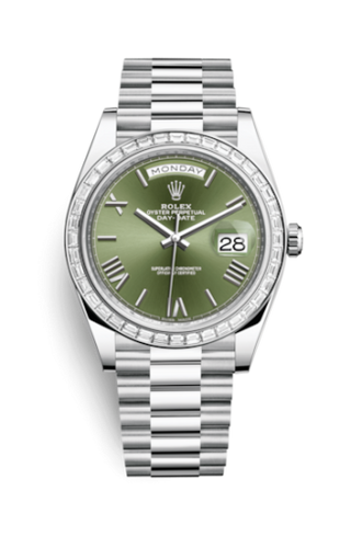 Rolex - 228396tbr-0020  Day-Date 40 Platinum - Baguette / Green Roman