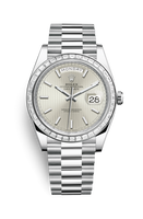 Rolex Day-Date 40 Platinum - Baguette / Silver Quadrant (228396tbr-0022)